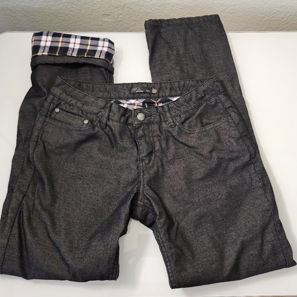 Prana flannel lined black jeans